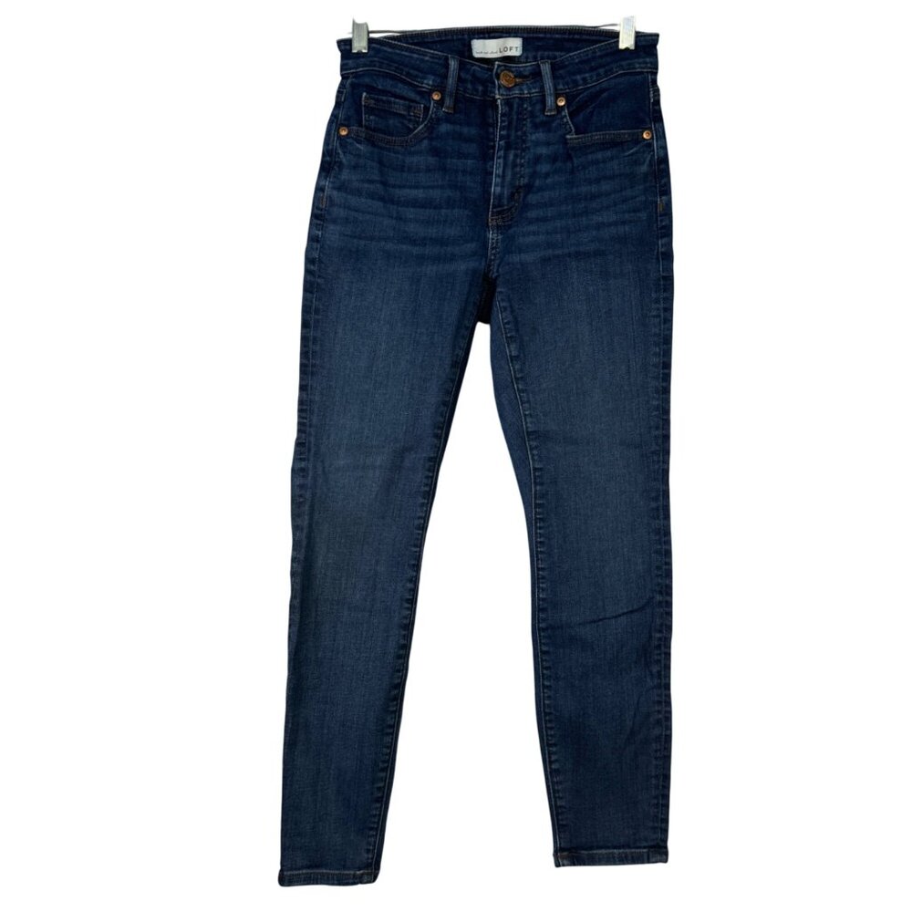 Loft Curvy Skinny Crop Jeans Size 2 Dark Wash Denim